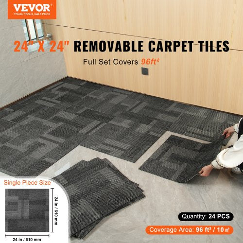 Carpet Tiles Reusable 24x 24Carpet Squares With Padding Attached Soft