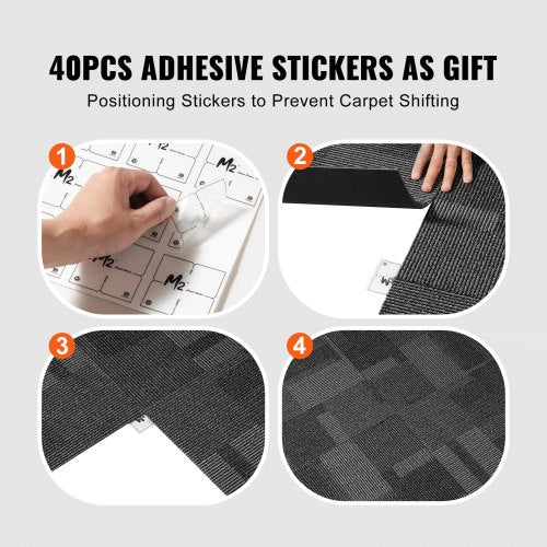 Carpet Tiles Reusable 24x 24Carpet Squares With Padding Attached Soft