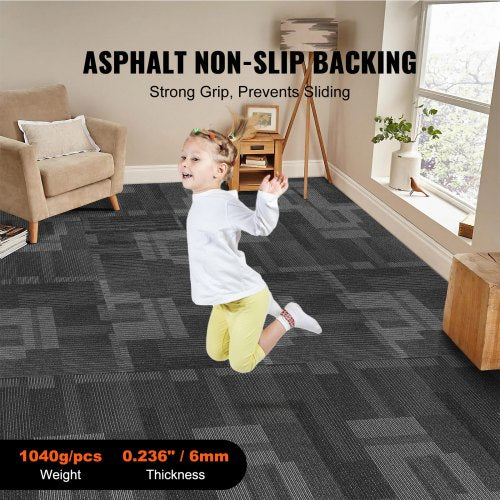 Carpet Tiles Reusable 24x 24Carpet Squares With Padding Attached Soft