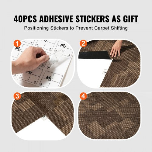 Carpet Tiles Reusable 24x 24Carpet Squares With Padding Attached Soft
