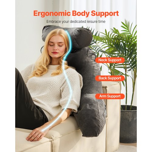 Reading Pillow Large Bed Pillow with Removable Headrest Back Pillow with 3