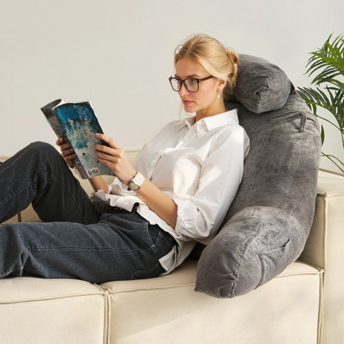 Reading Pillow Large Bed Pillow with Removable Headrest Back Pillow with 3