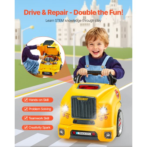 Engine Toy 60 Pieces Kids Mechanic Car Repair Set with Removable Parts