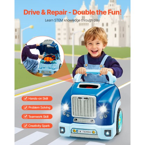 Engine Toy 60 Pieces Kids Mechanic Car Repair Set with Removable Parts