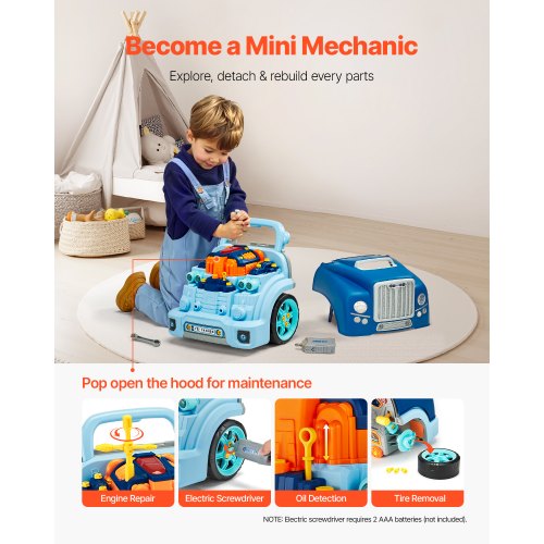 Engine Toy 60 Pieces Kids Mechanic Car Repair Set with Removable Parts