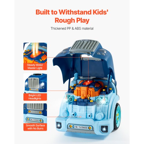 Engine Toy 60 Pieces Kids Mechanic Car Repair Set with Removable Parts