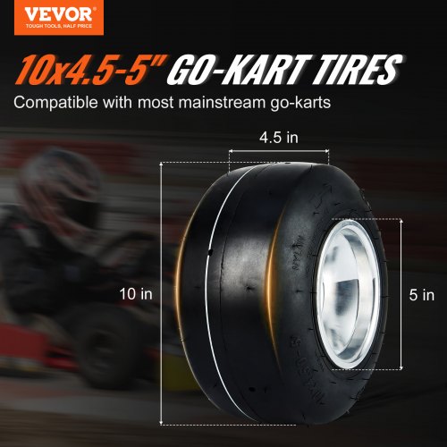 Go Kart Tires and Rims 10x455 Go Kart Wheels 2Pack Front Wheels