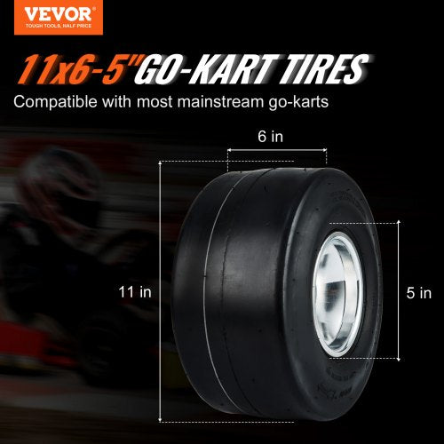 Go Kart Tires and Rims 11x65 Go Kart Wheels 2Pack Rear Wheels Aluminum