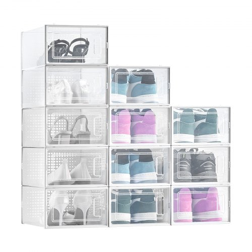 Shoe Storage Boxes 12 Pack Stackable Shoe Boxes Storage Organizers Fit up to US