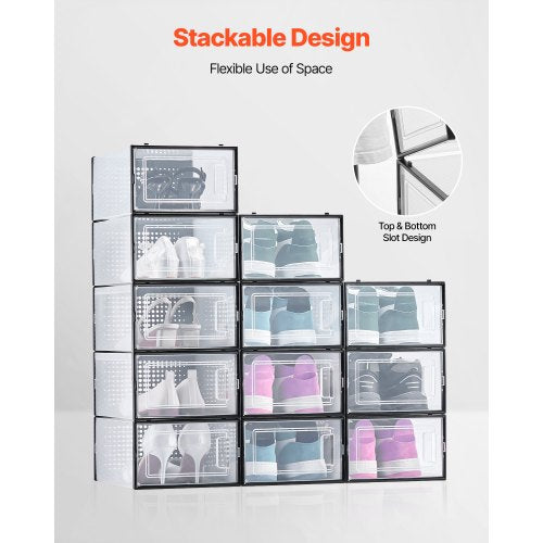 Shoe Storage Boxes 12 Pack Stackable Shoe Boxes Storage Organizers Fit up to US 1