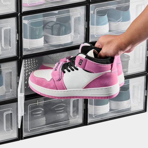Shoe Storage Boxes 12 Pack Stackable Shoe Boxes Storage Organizers Fit up to US 1