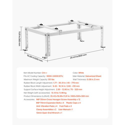 Mini Split Ground Stand Adjustable AntiVibration Mini Split Stand for 900024000