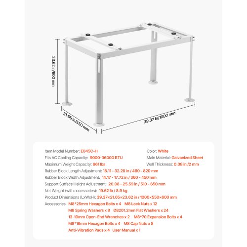 Mini Split Ground Stand Adjustable AntiVibration Mini Split Stand for 900036000