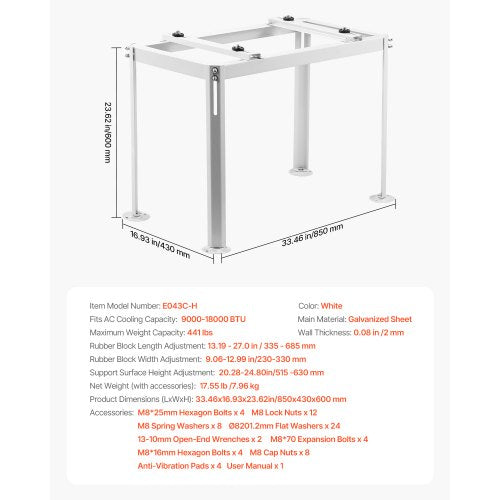 Mini Split Ground Stand Adjustable AntiVibration Mini Split Stand for 900018000