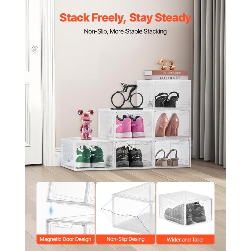 Shoe Storage Boxes 6 Pack Clear Stackable Shoe Boxes Storage Organizers