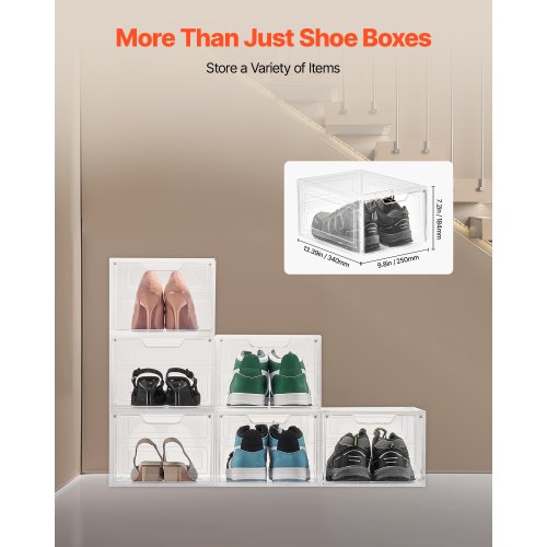 Shoe Storage Boxes 6 Pack Clear Stackable Shoe Boxes Storage Organizers