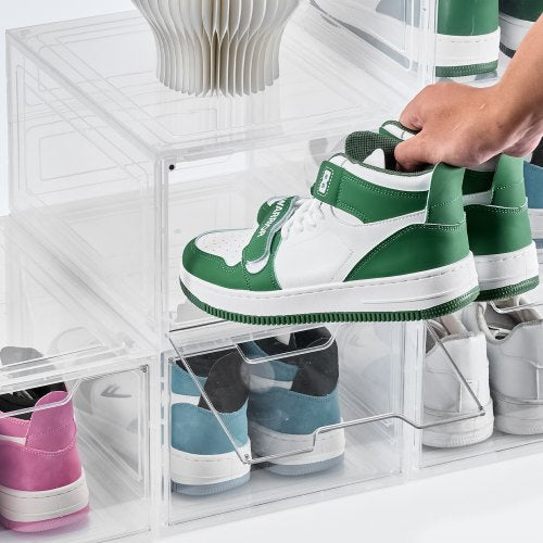 Shoe Storage Boxes 6 Pack Clear Stackable Shoe Boxes Storage Organizers
