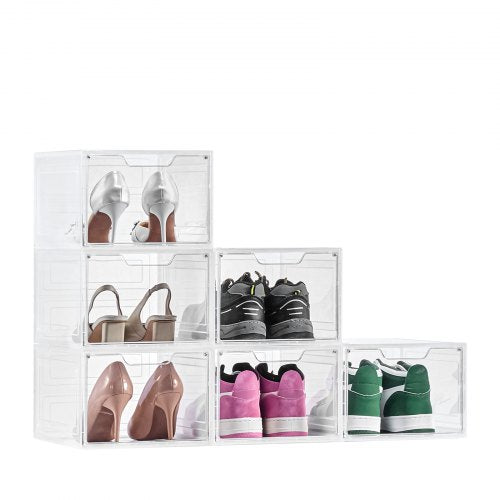 Shoe Storage Boxes 6 Pack Clear Stackable Shoe Boxes Storage Organizers