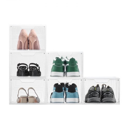 Shoe Storage Boxes 6 Pack Clear Stackable Shoe Boxes Storage Organizers