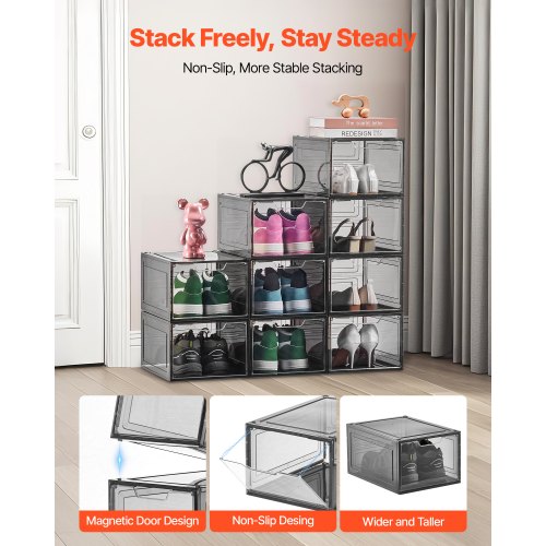 Shoe Storage Boxes 9 Pack Clear Stackable Shoe Boxes Storage Organizers