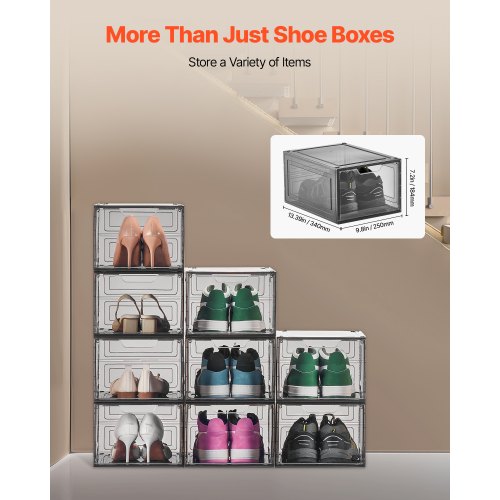 Shoe Storage Boxes 9 Pack Clear Stackable Shoe Boxes Storage Organizers