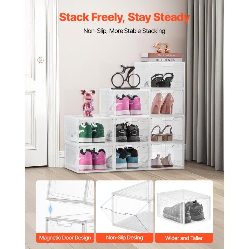 Shoe Storage Boxes 9 Pack Clear Stackable Shoe Boxes Storage Organizers 1