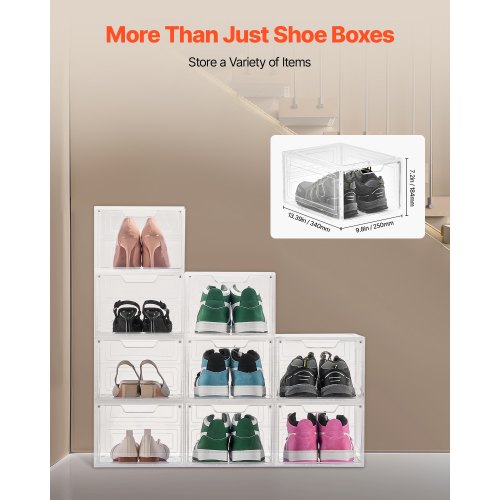 Shoe Storage Boxes 9 Pack Clear Stackable Shoe Boxes Storage Organizers 1