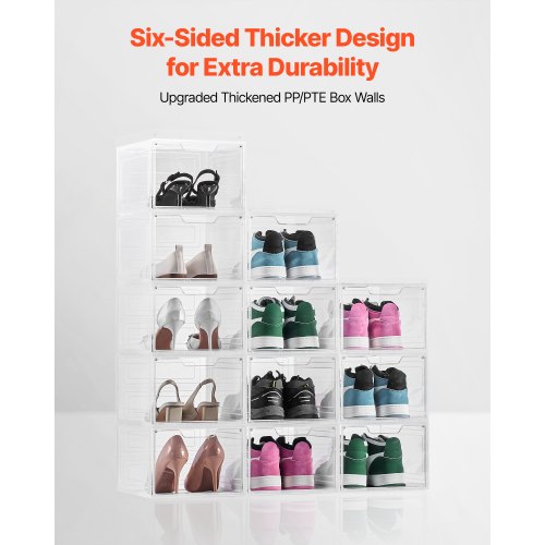 Shoe Storage Boxes 12 Pack Clear Stackable Shoe Boxes Storage Organizers