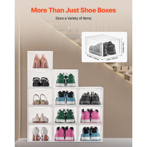 Shoe Storage Boxes 12 Pack Clear Stackable Shoe Boxes Storage Organizers