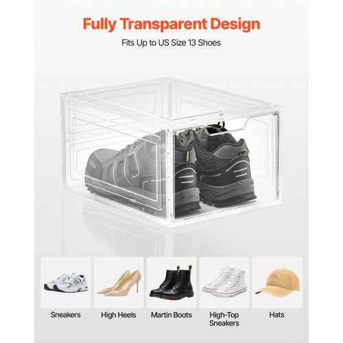 Shoe Storage Boxes 12 Pack Clear Stackable Shoe Boxes Storage Organizers