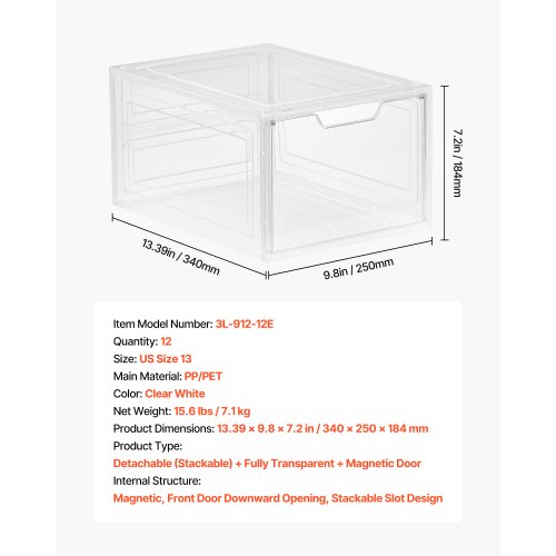 Shoe Storage Boxes 12 Pack Clear Stackable Shoe Boxes Storage Organizers