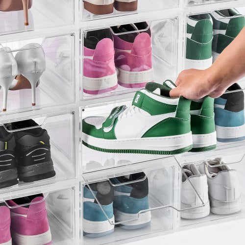 Shoe Storage Boxes 12 Pack Clear Stackable Shoe Boxes Storage Organizers