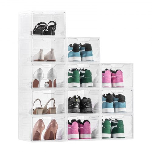 Shoe Storage Boxes 12 Pack Clear Stackable Shoe Boxes Storage Organizers