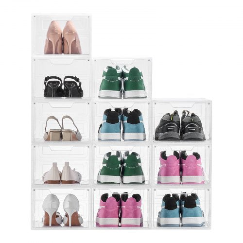 Shoe Storage Boxes 12 Pack Clear Stackable Shoe Boxes Storage Organizers