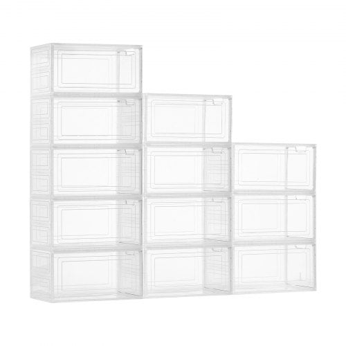 Shoe Storage Boxes 12 Pack Clear Stackable Shoe Boxes Storage Organizers