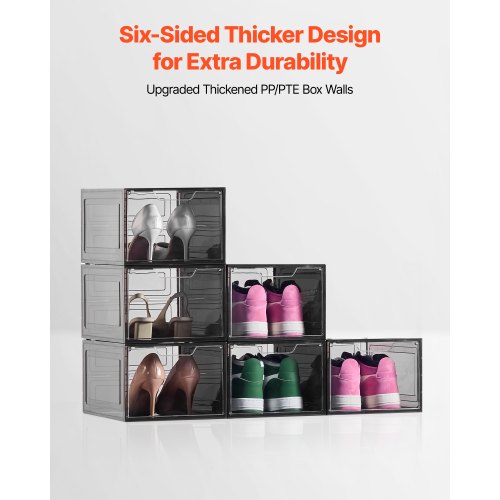 Shoe Storage Boxes 6 Pack Clear Stackable Shoe Boxes Storage Organizers 1