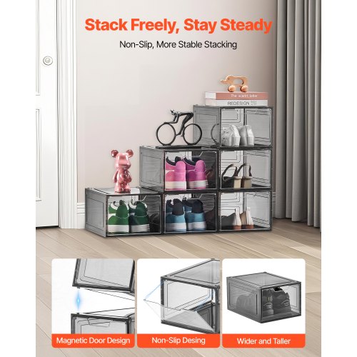 Shoe Storage Boxes 6 Pack Clear Stackable Shoe Boxes Storage Organizers 1