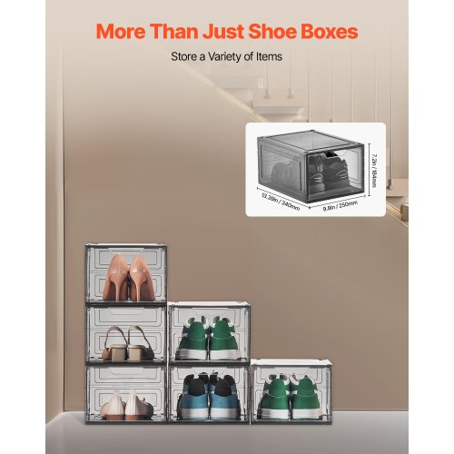 Shoe Storage Boxes 6 Pack Clear Stackable Shoe Boxes Storage Organizers 1