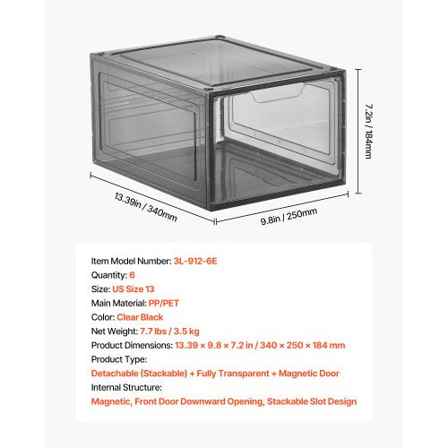 Shoe Storage Boxes 6 Pack Clear Stackable Shoe Boxes Storage Organizers 1