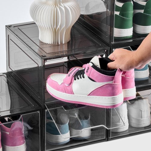 Shoe Storage Boxes 6 Pack Clear Stackable Shoe Boxes Storage Organizers 1