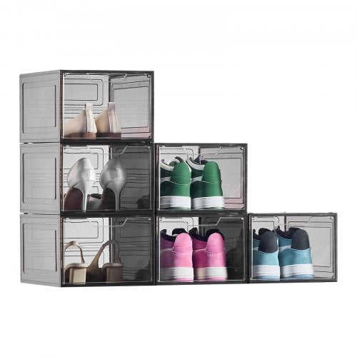Shoe Storage Boxes 6 Pack Clear Stackable Shoe Boxes Storage Organizers 1