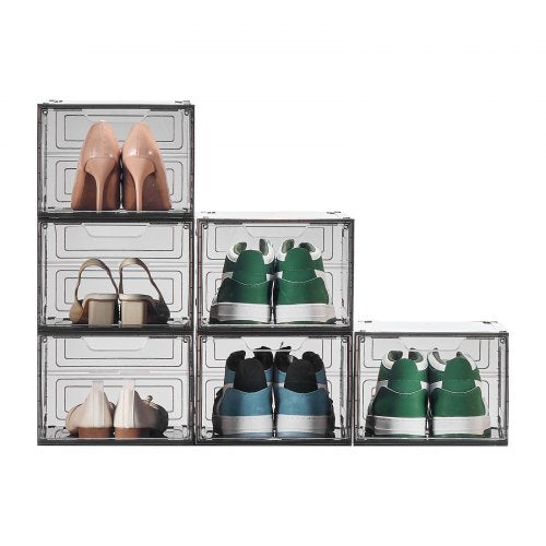 Shoe Storage Boxes 6 Pack Clear Stackable Shoe Boxes Storage Organizers 1