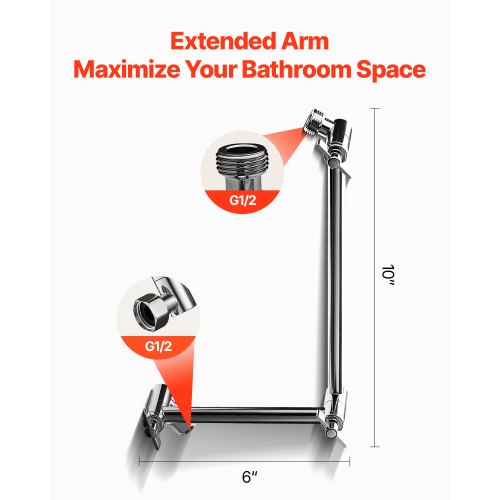 Shower Head Extension Arm 16 inches Brass Shower Arm Extender with Flexible
