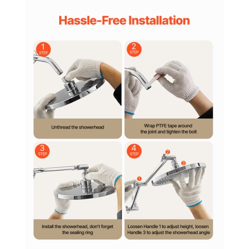 Shower Head Extension Arm 16 inches Brass Shower Arm Extender with Flexible