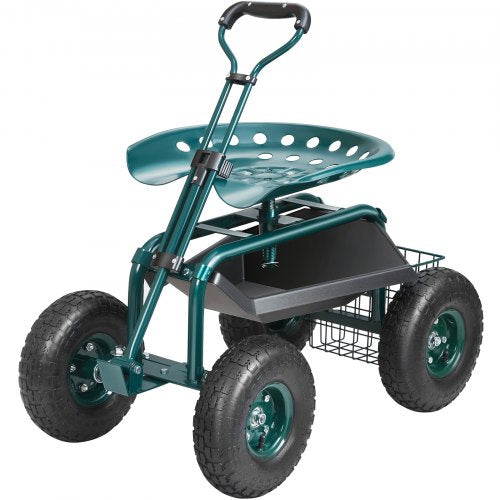Garden Cart Rolling Workseat with Wheels Gardening Stool for Planting 360