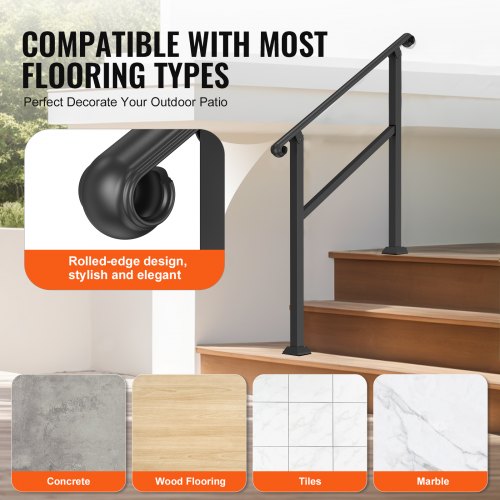 23 Step Handrails for Outdoor Steps for Seniors Porch Deck Post – 600 MM