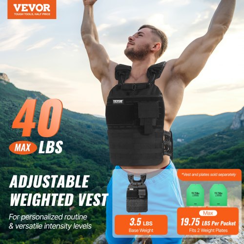Weighted Vest 40lb Weight Vest Adjustable Body Weight Jacket for Men