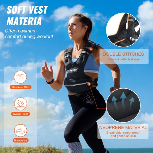 Adjustable Weighted Vest 20-32lb Weight Vest with 6 Ironsand Weights