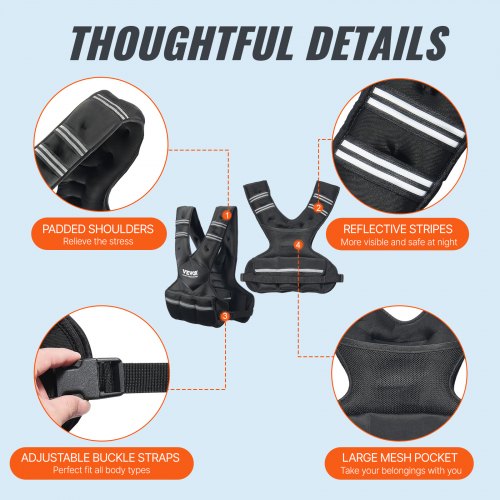 Adjustable Weighted Vest 20-32lb Weight Vest with 6 Ironsand Weights