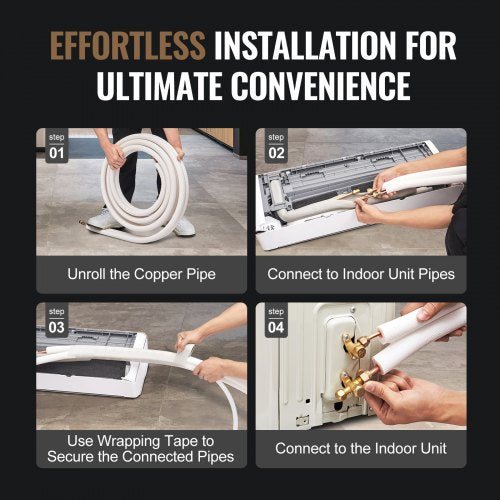 50FT Mini Split Line Set 14 12 OD Copper Pipes Tubing and TripleLayer Insulation